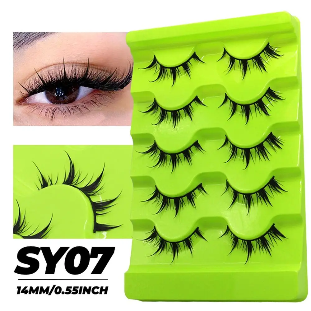 13-16mm Japanese Anime Manga Lashes Natural Spiky Cosplay Eyelashes 7 Pairs Asian False Eyelashes