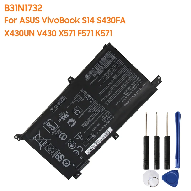 3653mAh New Replacement Battery B31N1732 For VivoBook S14 X430FN X571GD X571GT F571GD 430FA S430FN S430FA S4300FU VX60G 3727mAh