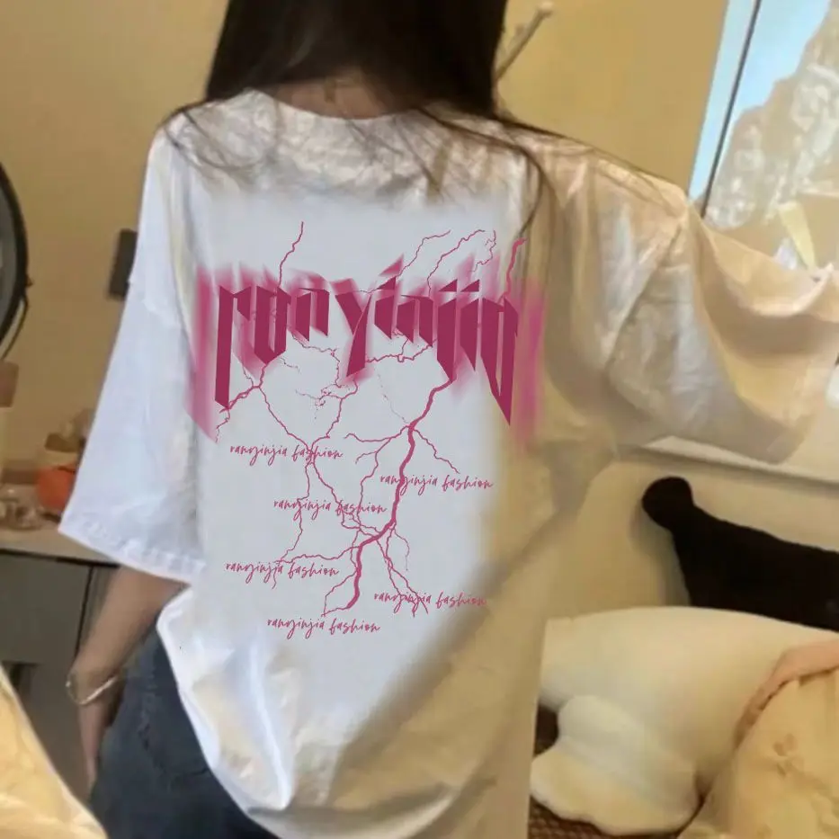 Damskie koszulki z krótkim rękawem, eleganckie, w stylu koreańskim, letnie, wygodne, luźne, graficzne, estetyczne, codzienne, retro, streetwearowe topy.