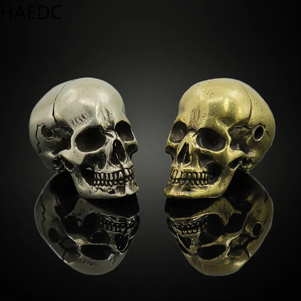 

HAEDC Brass Skull Beads Umbrella Rope Paracord Accessories Outdoor Vintage Skull Paracord Beads