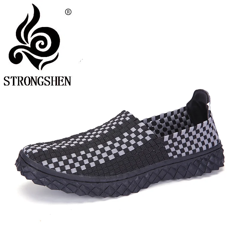 STRONGSHEN Women Shoes Summer Casual Flats Breathable Female Sneakers Woven Walk Shoes Slip On Ladies Loafers Handmade Shoes