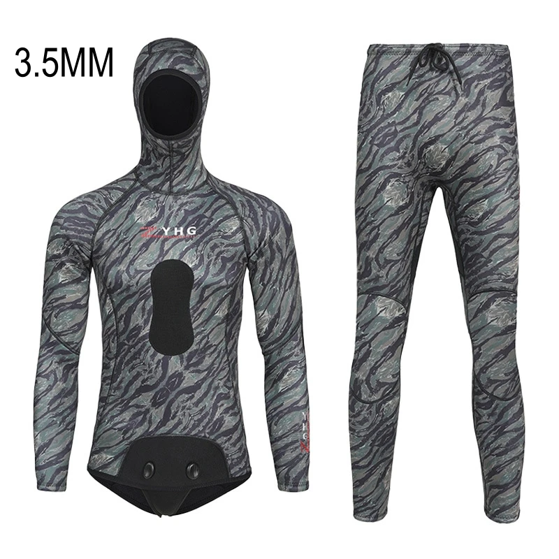 1.5/3/3/5MM Scuba 2-Piece Camouflage Open Cell Neoprene Spearfishing Kayaking Wetsuit Hood Keep Warm Snorkeling Swim Diving Suit