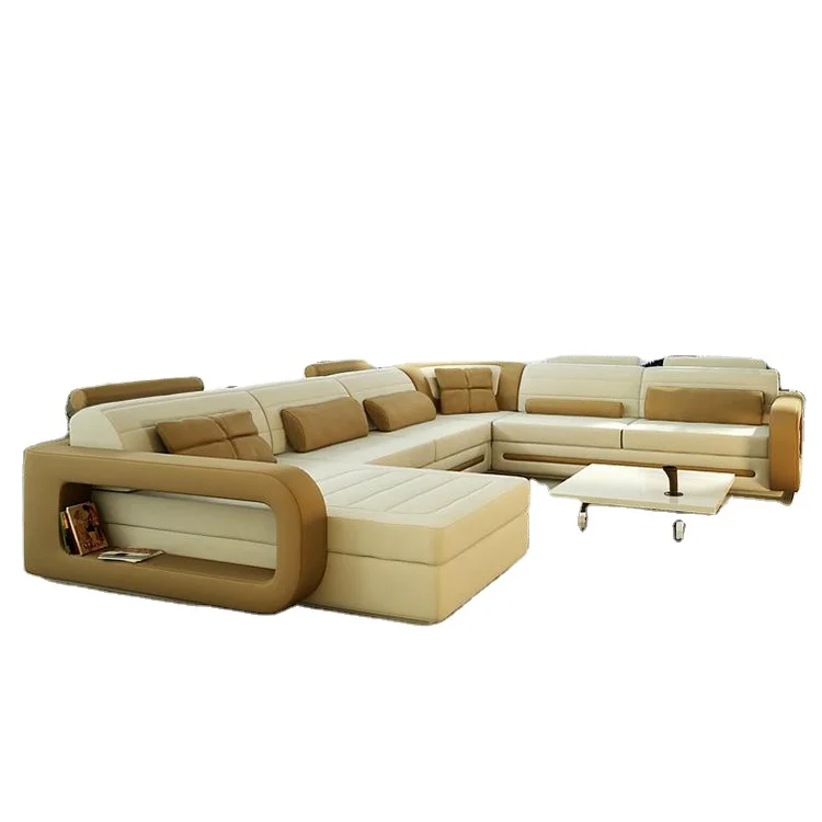 Modern 7-Seater U-Shaped Corner Sofa High Quality  Leather for Living Room or School with Sponge Filling Material