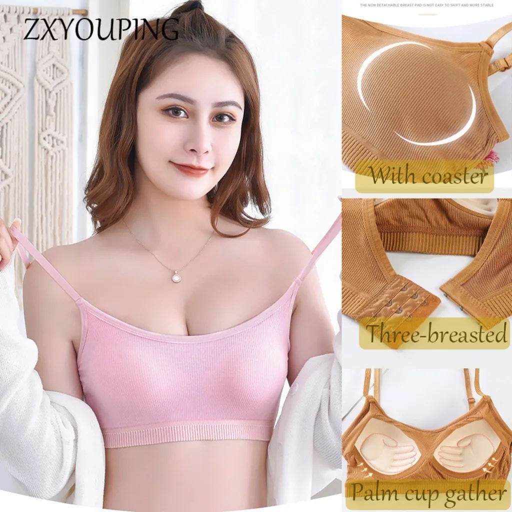 2PCS Threaded Cotton Bra Kit No Steel Ring Seamless 3D Bra, Sexy Backless Push-up Bra, Comfortable Anti-vibration Sports Bra Top