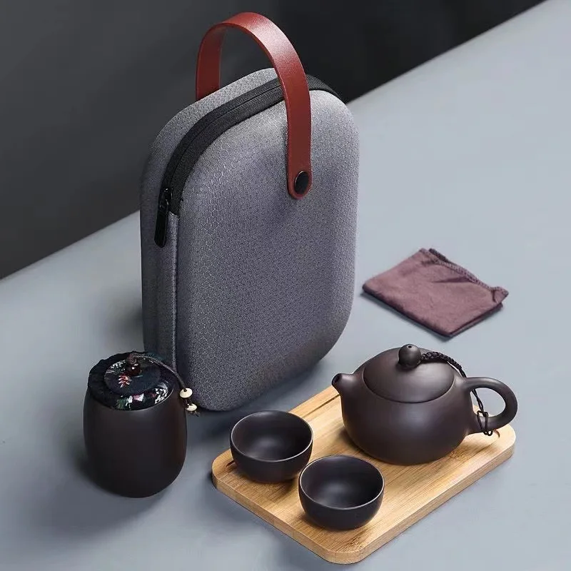 Traveling Tea Set Portable Quick Cup One Pot Two Cups One Pot Four Cups Purple Sand Tea Set Kung Fu Tea Set Tea Pot and Cup