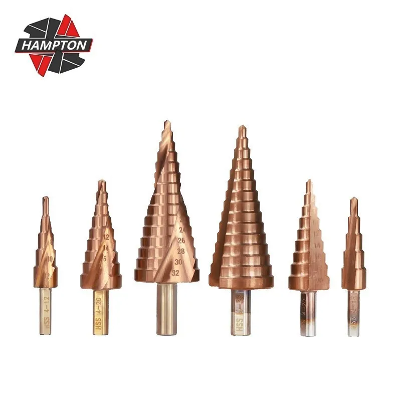 HSS Step Drill Bit 4-12 4-20 4-32mm Straight/Spiral Flute Step Cone Drill Bit Wood Metal Hole Cutter Drilling Tools