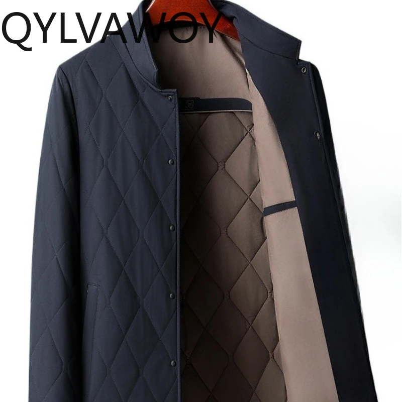 QYLVAWOY Winter Autumn Men's Stand-Up Collar Wool Cotton Jacket Outerwear Warm Comfortable High-Quality Padded Coat LJ2774