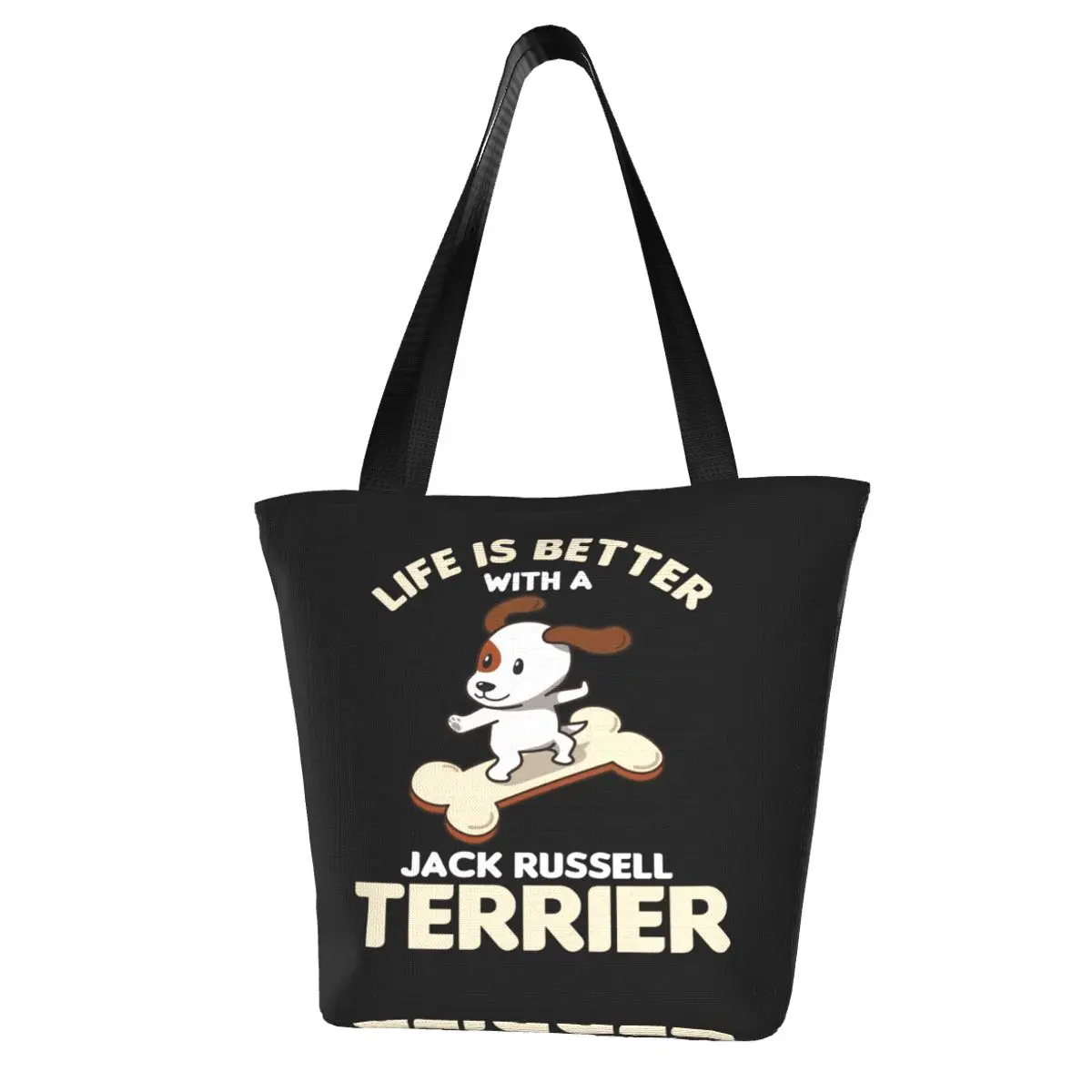 Jack Russell Terrier Shopping Bag Female Fashion Handbags Retro Cloth Office Bags