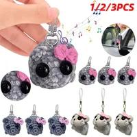 1/2/3Pcs Sad Hamster Sound Music Plush Toys Cute Hamster Knitting Keychain Figurines Funny Pendant Animal Key Ring Girls Gifts