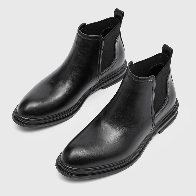 Size 38-48 Classic Men Business Chelsea Boots Black Brown Men Casual Trendy Versatile Brand Boots British High-top Boots