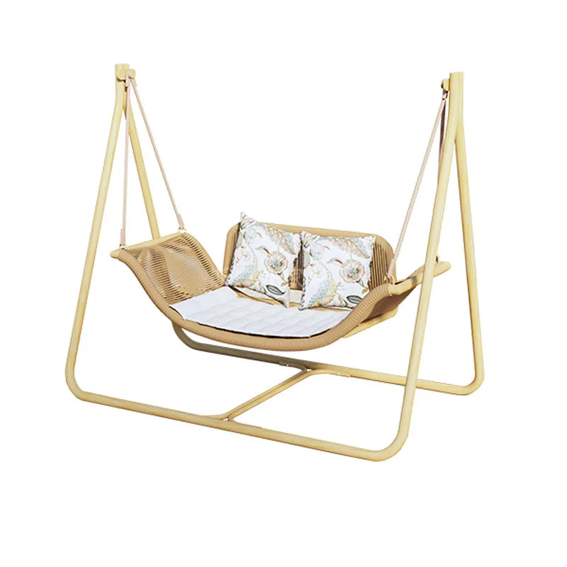 

Outdoor Garden Courtyard Leisure Double Swing Outdoor Villa Hotel B & B Waterproof Sunscreen Rope Braided Hanging Chair