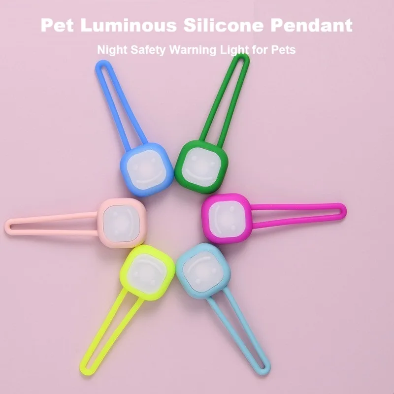Pet Luminous Silicone Pendant, LED Pet Night Safety Light for Dogs Cats, Pet Collar Pendant for Night Walking
