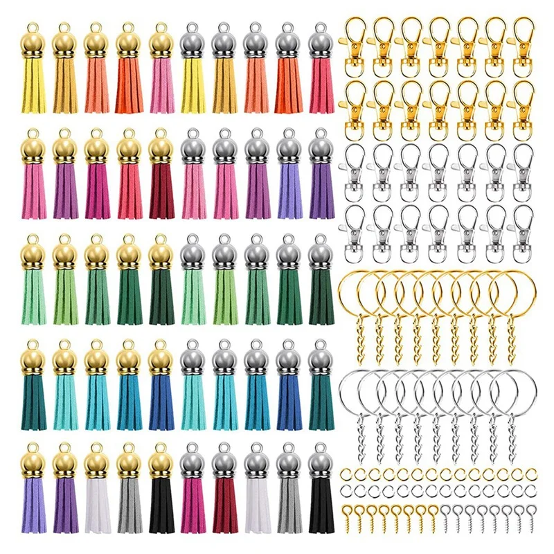 

360Pcs Dog Chain Key Chain Key Ring Set DIY Handmade Key Hoisting Making Tassel Jewelry Accessories