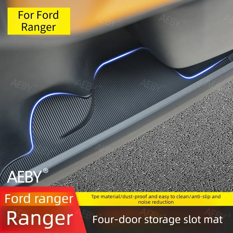 For Ford Ranger 2022-2026 Door cover pad cup holder lined with anti-shock and noise reduction pad anti-slip,interior accessories