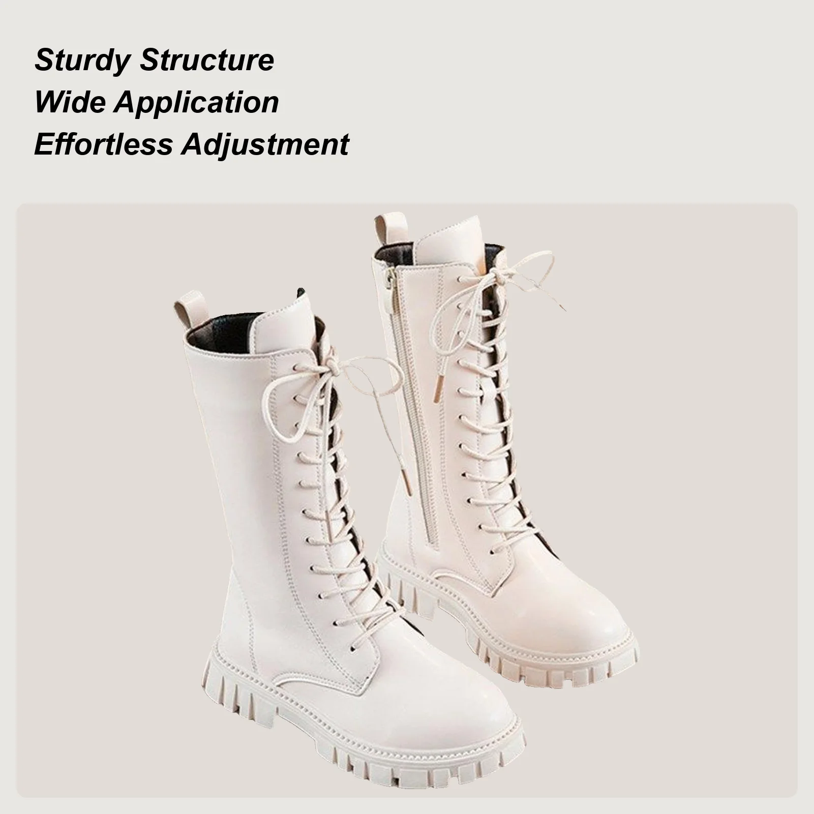 

Girls White Boots Lace Up Footwear with Side Zipper High-Top Girls White Lace Up Boots for Toddler Cowboy Winter Youth