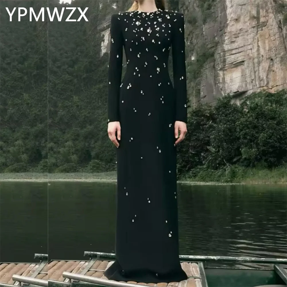 

Customized Formal Dress Women Party Occasion YPMWZX Jewel Column Floor Length Skirts Bespoke Dresses Prom Gown Evening