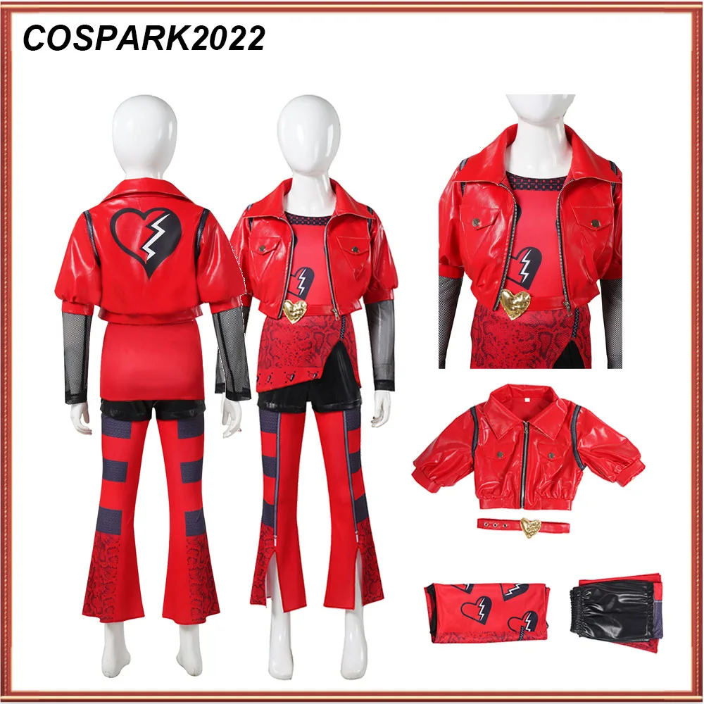 Adult Kids Children Girls Princess Red Cosplay Coat Belt Pants Descendants Fantasy Costume Outfits Halloween Carnival Party Suit