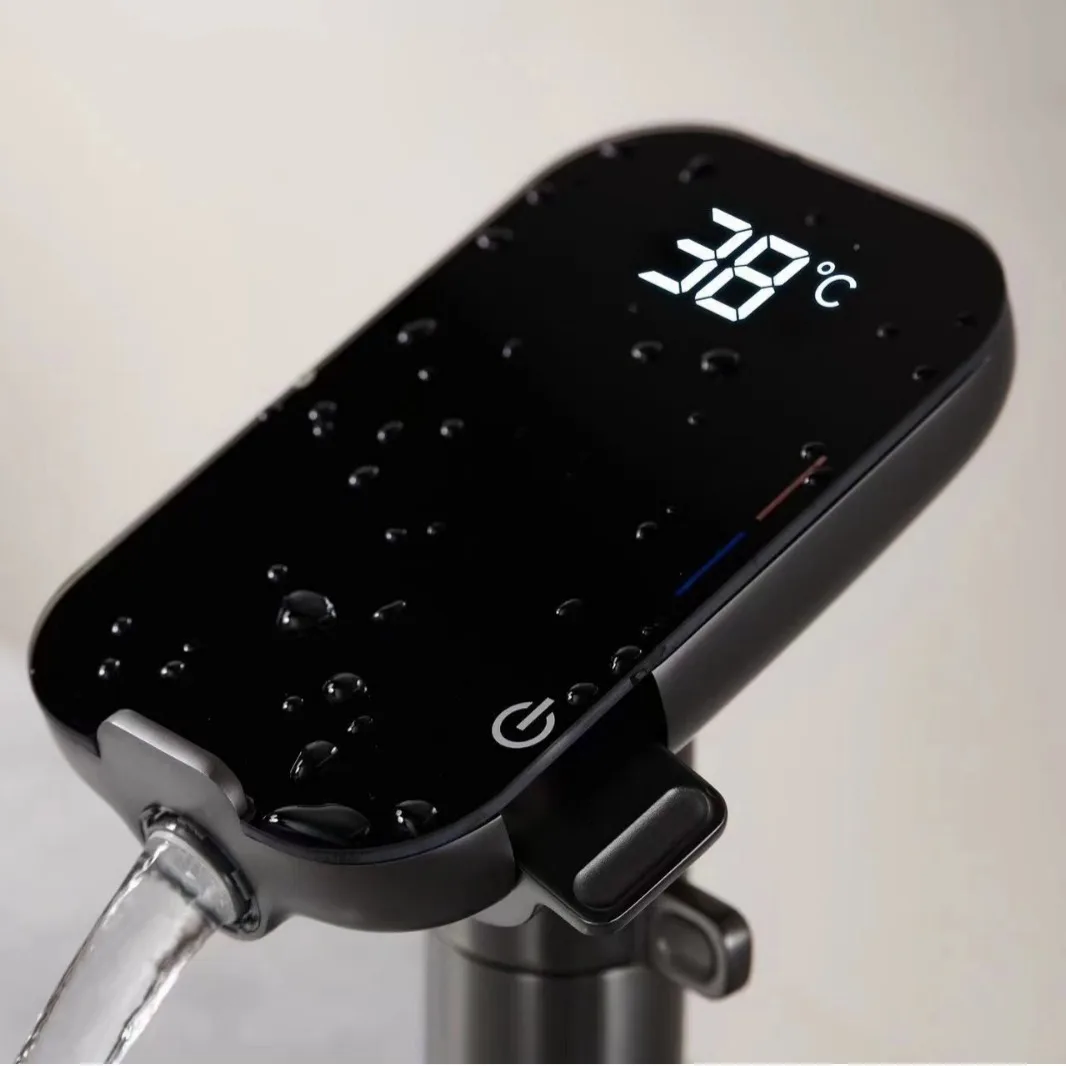 All Copper One Button Temperature Controlled Digital Display Basin Faucet With Smart Screen For Bathroom Sink