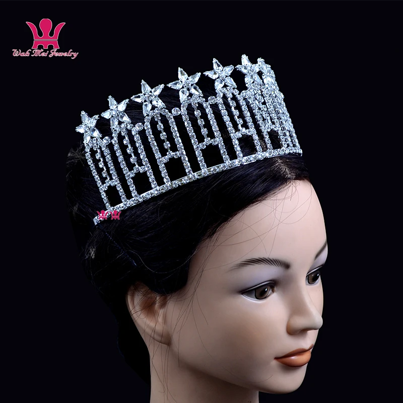 Pageant Crown Stars Miss Beauty Contest Quanlity Rhinestone Tiaras Bridal Wedding Hair Accessories Adjustable Headband mo230