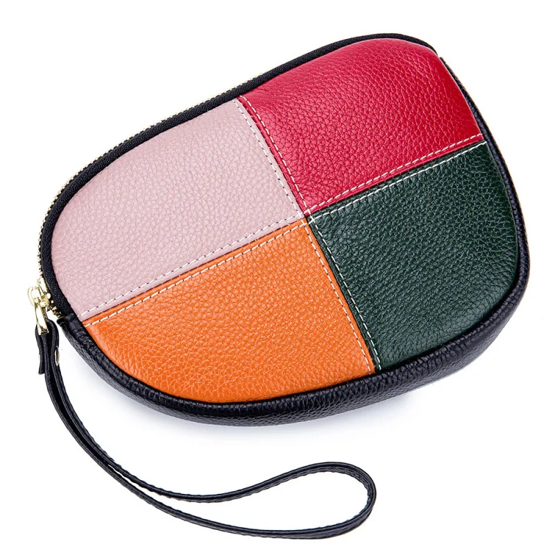 Сумка-клатч женская из мягкой воловьей кожи, сумочка для покупок контрастных цветов, портмоне для мелочи