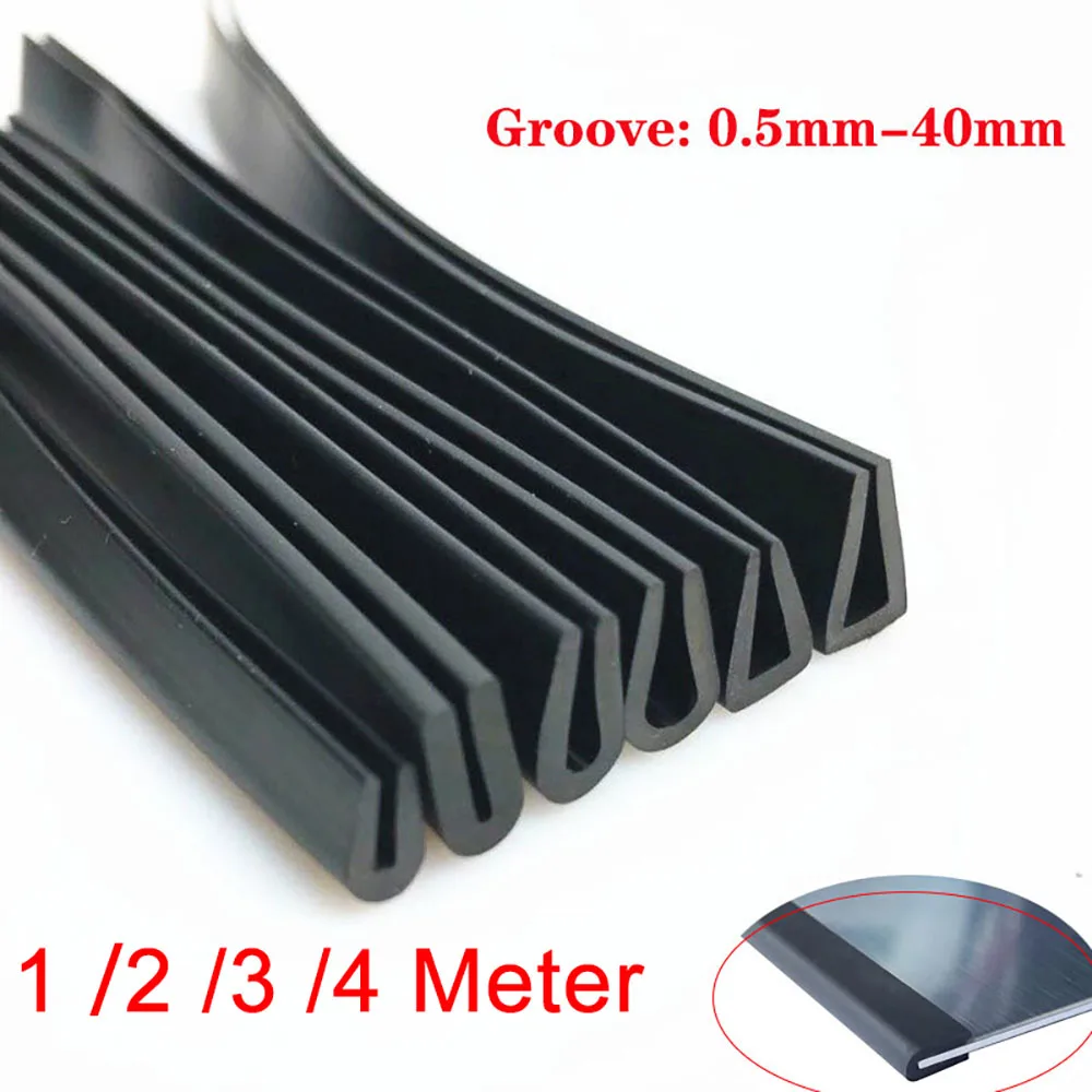 1-4M Black Rubber U-Shaped Sealing Strip Car Window Glass Mechanical Edge Banding Metal Anti-Collision Corner Protection Shield