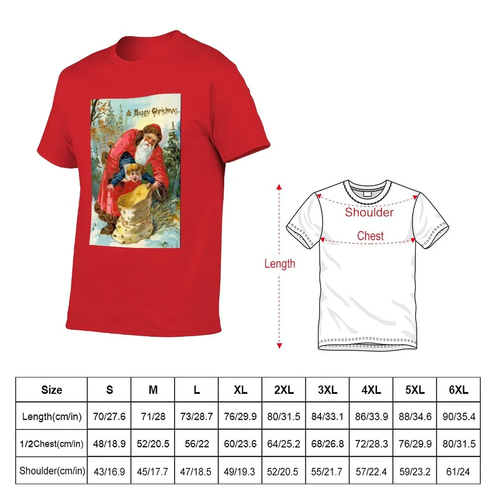 Victorian Santa Stuffing Child into Sack Christmas greeting T-Shirt customizeds custom shirt tees men clothes