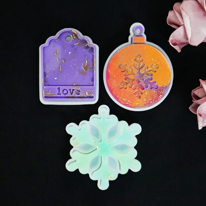 Moule à Colle en Forme de Goutte de Clip, Flocon de Neige Circulaire, Bijoux en Silicone, DIY