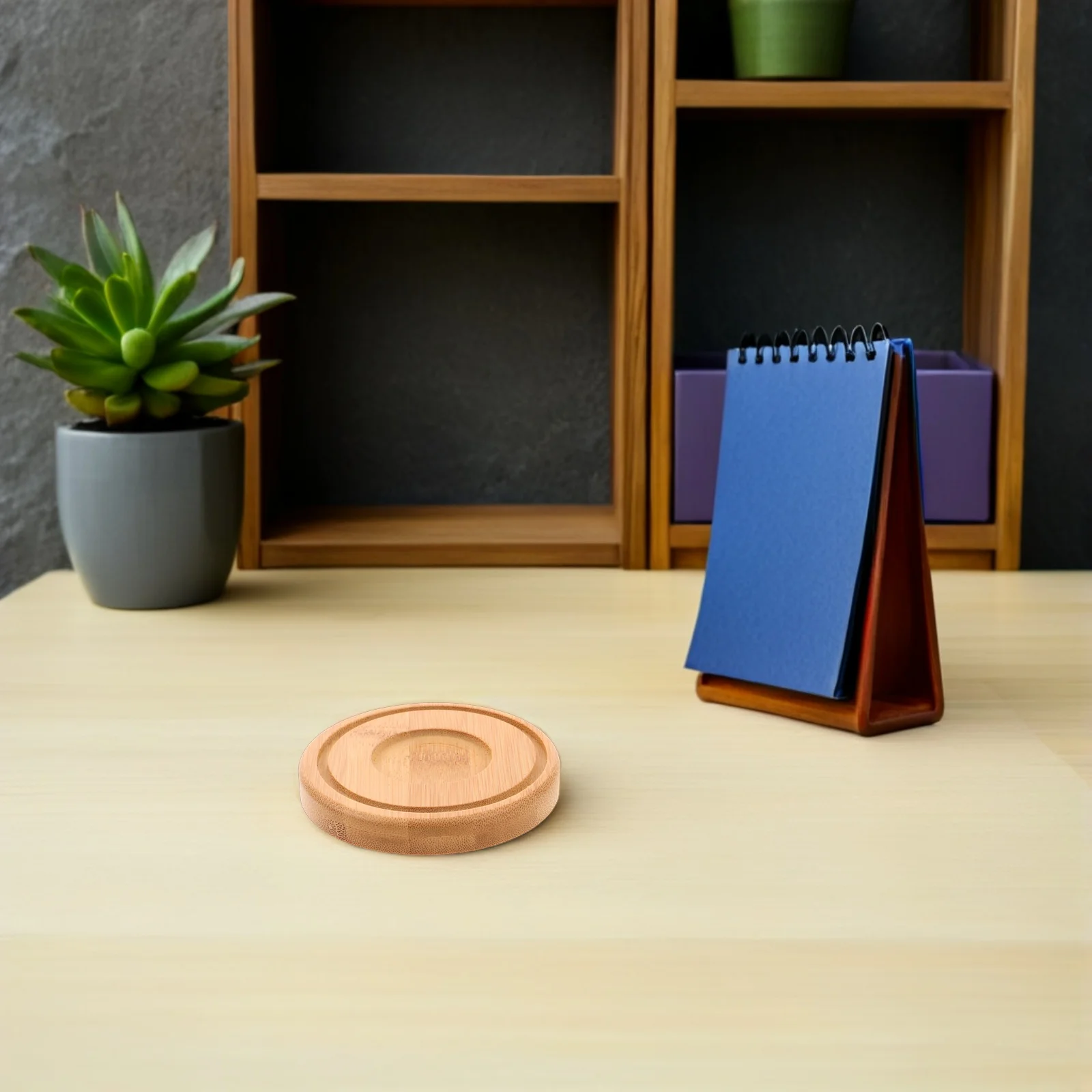 

4Pcs Bamboo Plate Holder Round Tray for Candles Pillar Tray Farmhouse Tea Light Plate Dining Room Centerpiece