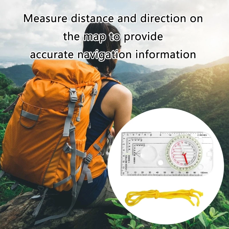 Compasses Map Scale Ruler Multifunctional Equipment Glass for Camping