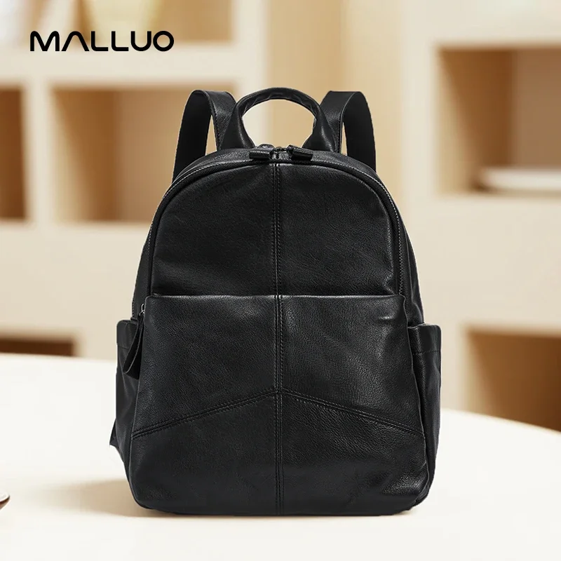 Women‘s Cowhide Genuine Leather Bag Ladies Black Soft Cow Real Leather Bags Female Fashion Luxury Design Backpacks Lady Bag