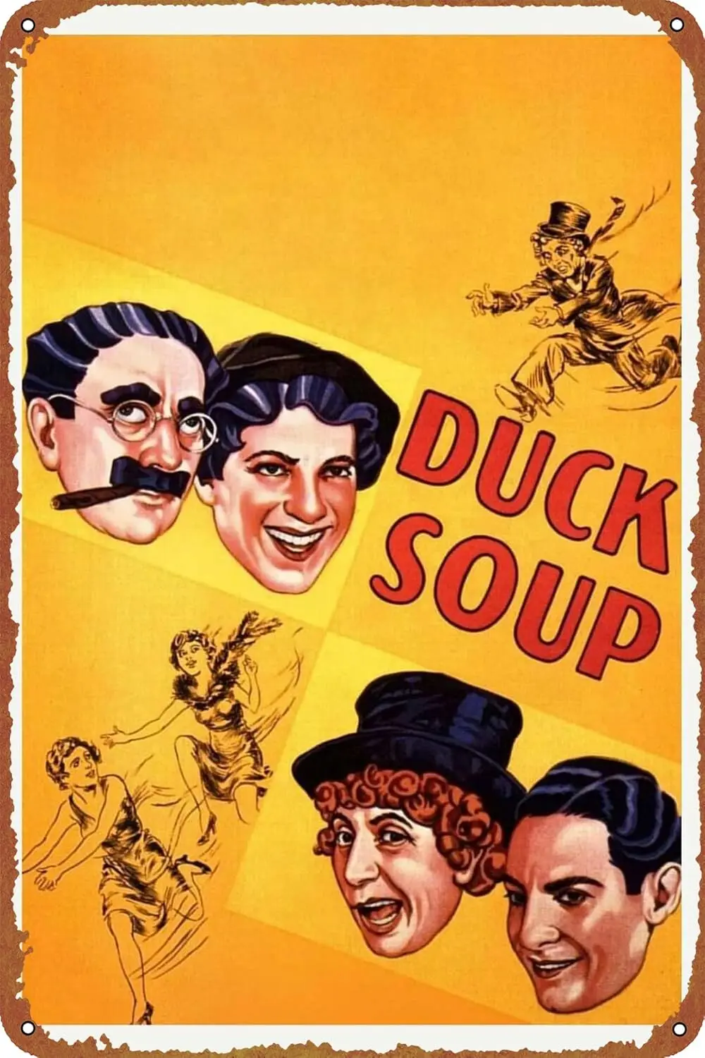 Letrero de hojalata de Metal con sopa de pato, letrero de garaje, decoración de pared, tienda de coches antiguos, póster de película, letrero de estación de aceite de 8 × 12 pulgadas