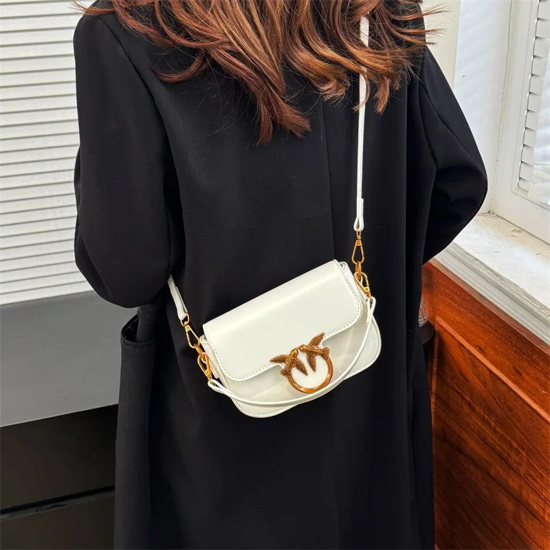 حقيبة كروس جلدية أنيقة للنساء، حقيبة كتف عصرية فاخرة، حقيبة يد كلاسيكية لملابس يومية