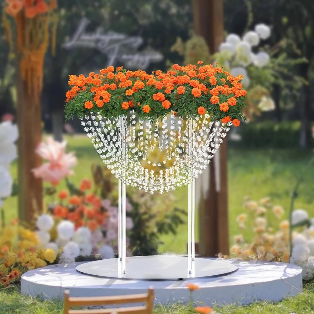 

60-100cm)3pcs/4pcs/6pcs New Wedding Table Center acrylic Crown Flower Stand Frame Metal Candle Holder Decoration Pieces