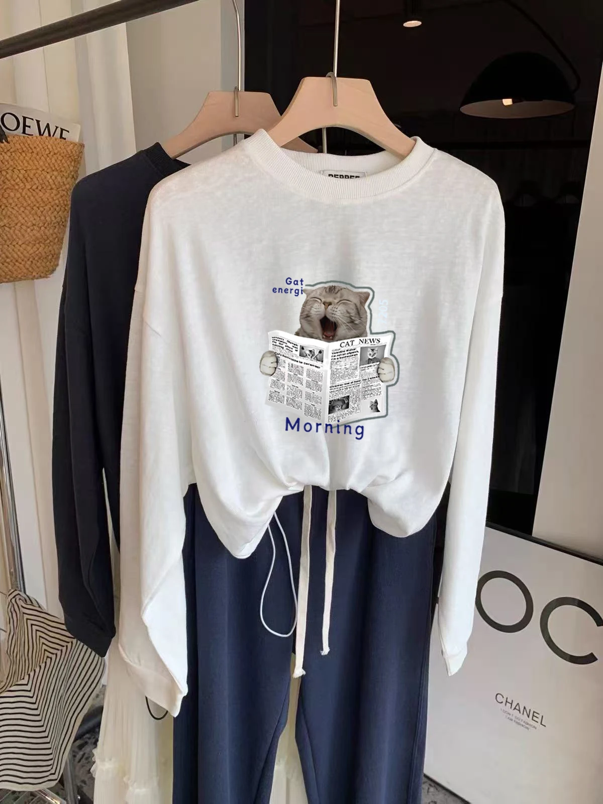 Korean Style round Neck Long Sleeve Sweatshirt Women's Fashion Print Top Trendy T-Shirt Spring Autumn Comfortable Casual