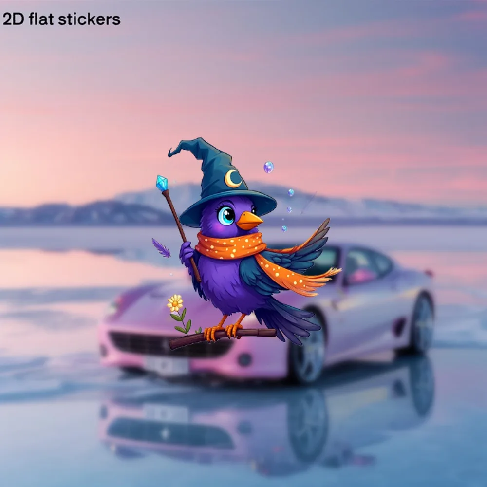 

Глянцевая наклейка «Волшебный Птичий Маг» с блестящим фиолетовым аниме-дизайном и пластиковым эффектом для ноутбуков, бутылок для воды, временная