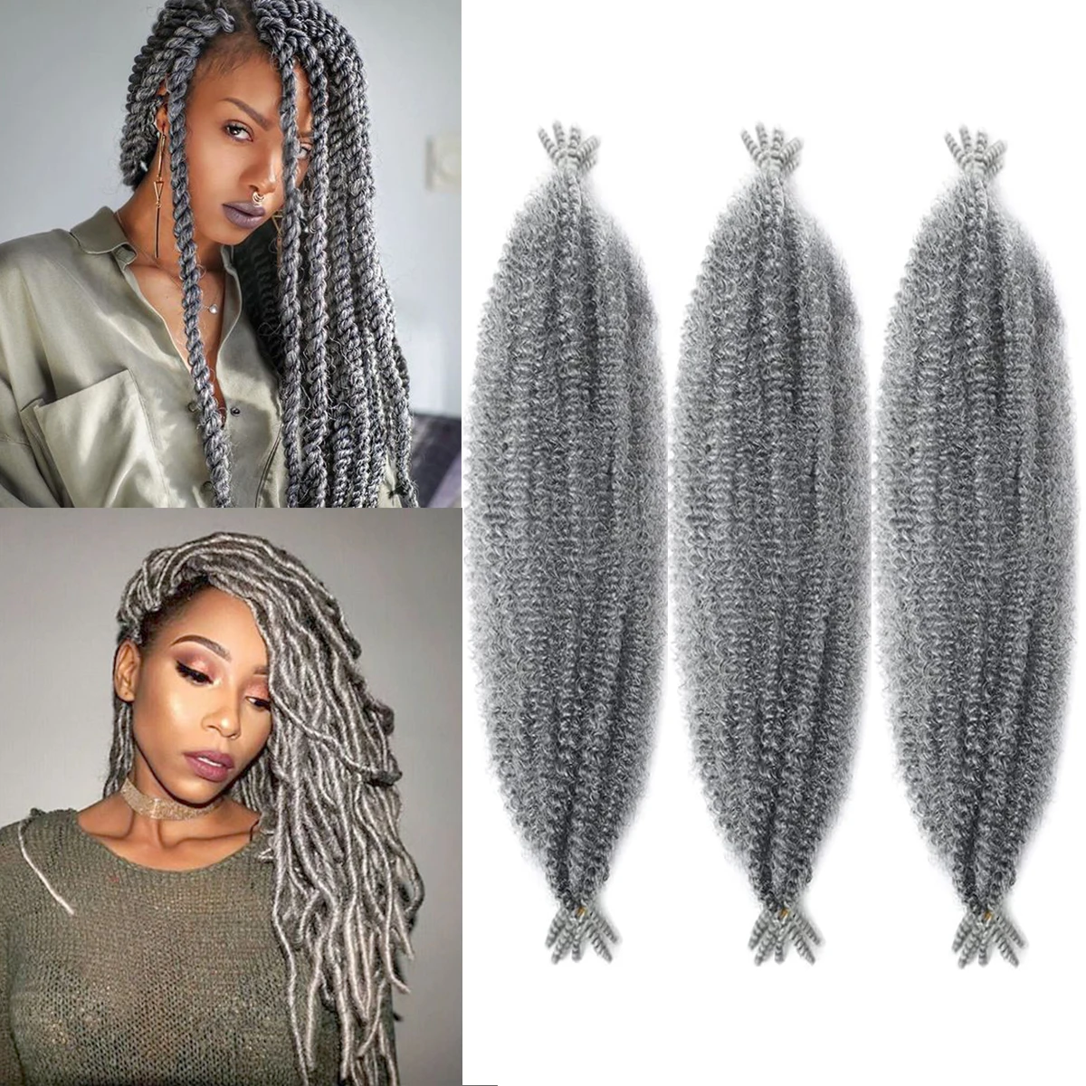 

8/16/18/24/30 Inch Synthetic Braiding Hair Springy Afro Twist Crochet Hair Pre-Separated Kinky Twist Hair For Bluck women