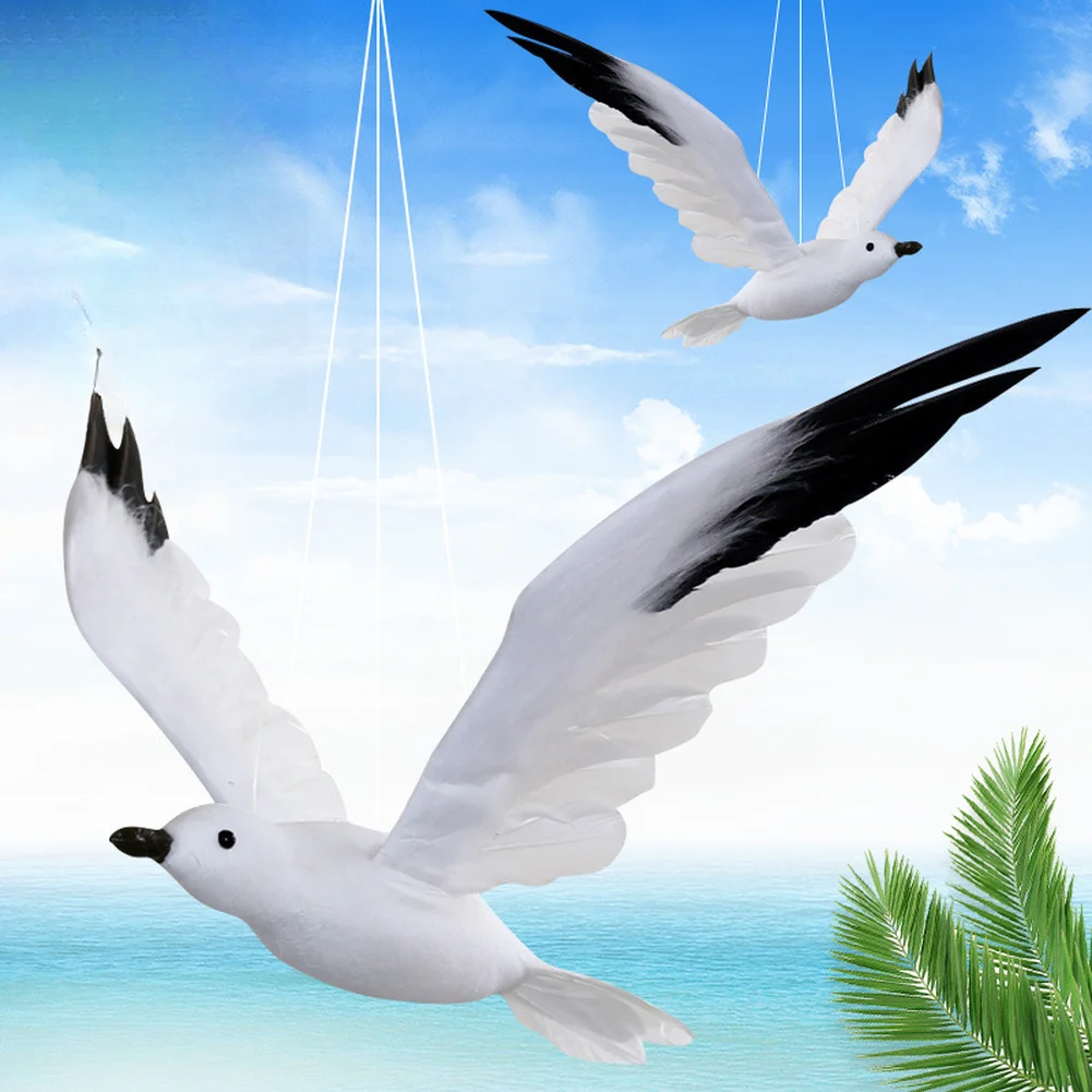 Fake Artificial Feathered Seagull Decoy 32x33x6cm Simulated Feather Seagull Bird Garden Decor Courtyard Crafts Ornaments Statue