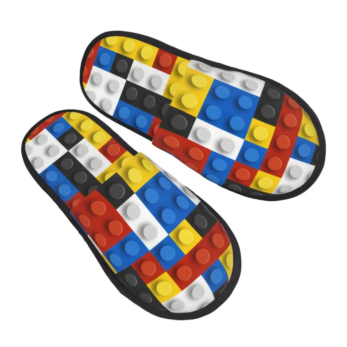 Colorful Building Blocks Patern Guest Slippers for Spa Women Custom Print House Shoes