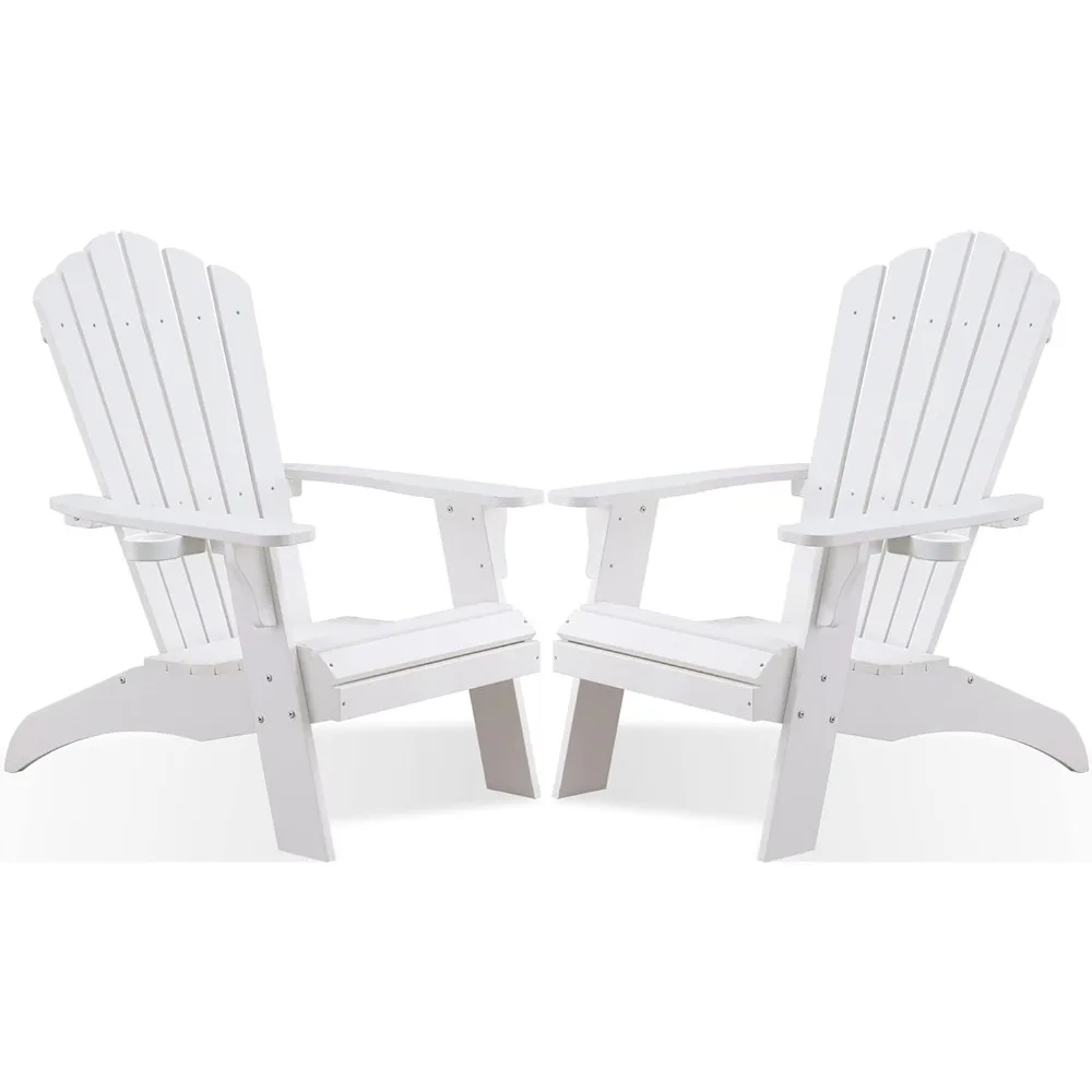 

Adirondack Chair, Oversized Poly Lumber Fire Pit Chair with Cup Holder,350Lbs Support Patio Chairs for Garden, Weather Resistan