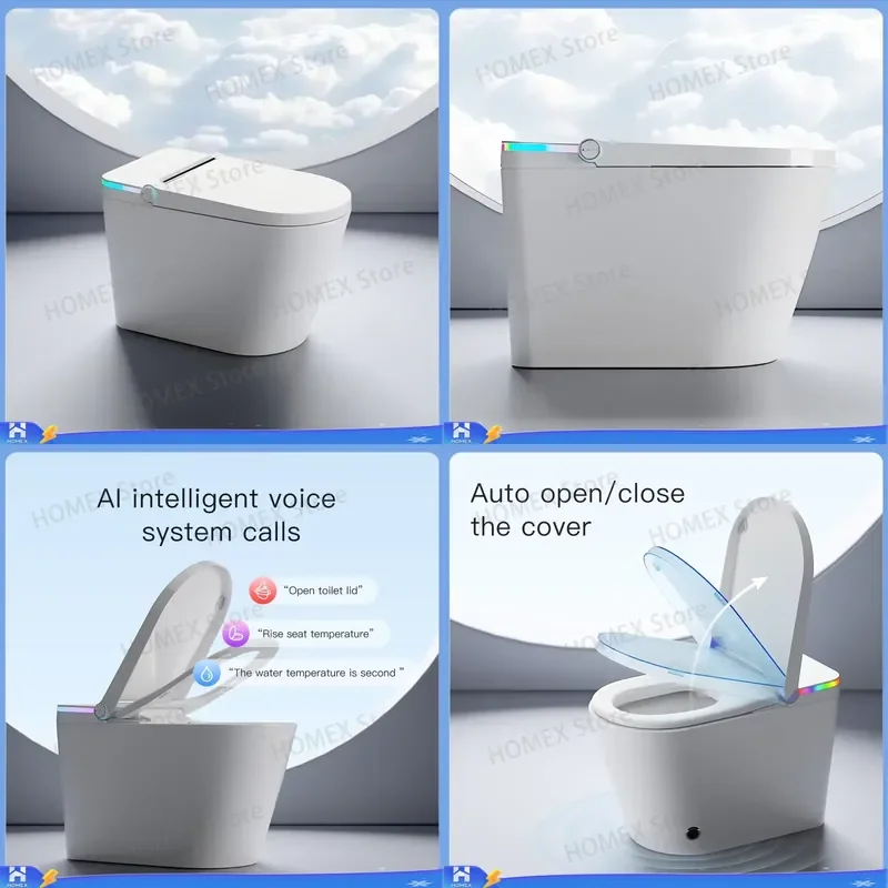 U5 Modern Smart Bidet Toilet Floor to Ceiling Extended Design Built-in Water Tank Remote Control Heated Seat Certified for