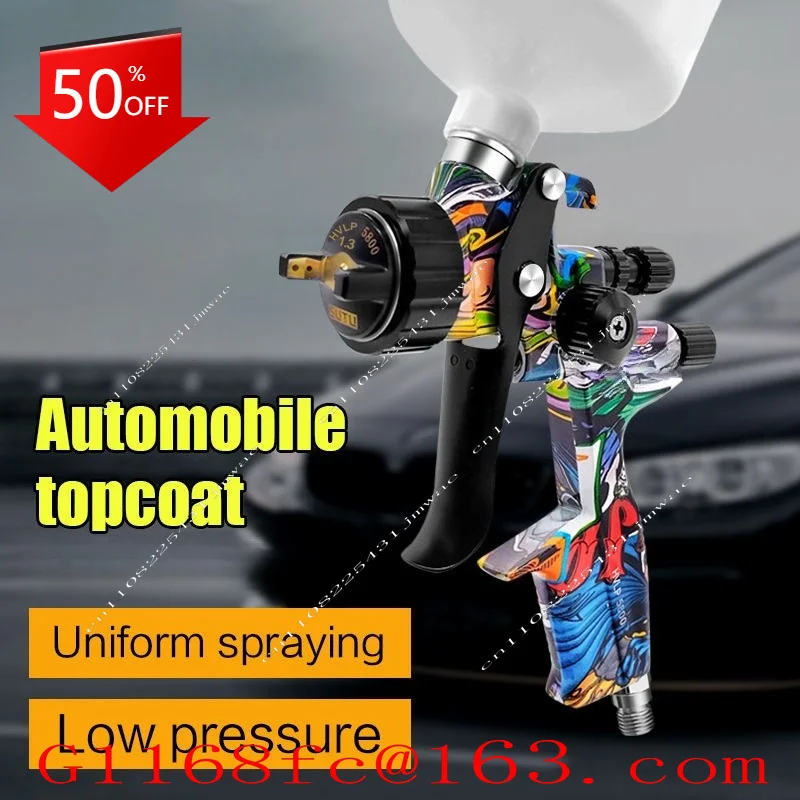 5800 Pneumatic Spray Gun 1.3mm Stainless Steel Spray Nozzle 600ml Pot Car Furniture Spray Paint Clear Atomization