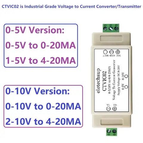 0-5V 0-10V to 4-20mA Voltage to Current Converter V/I Transmitter for Inching Control Valve Frequency Converter Level Meter