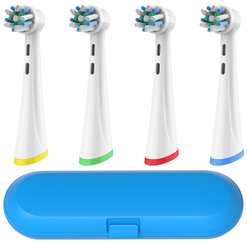 

Toothbrush Travel Case & 4 Cross Clean Replacement Brush Heads Compatible with Oral B iO 2 3 4 5 6 7 8 9 10 Electric Toothbrush