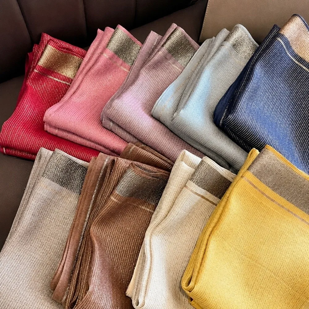 Fashion Large Size Imitation Silk Scarf Breathable Elegant Wrap Shawl Border Shawl Daily Outfit