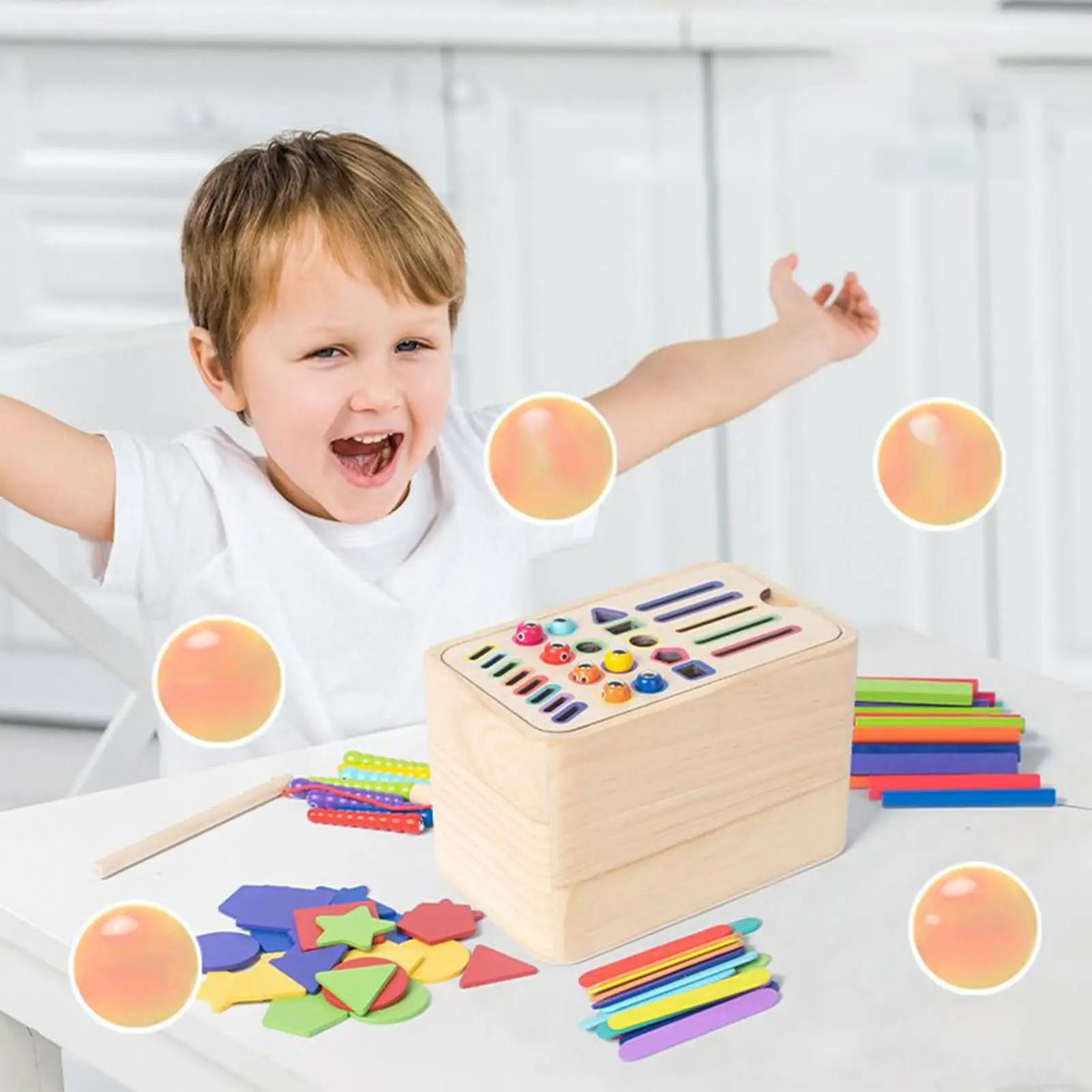 Giocattolo per l'ordinamento dei colori Giochi plug-in per corrispondenza sensoriale Forma in legno Selezionatore di colori Abilità motorie Giocattoli per bambini di 6-18 mesi
