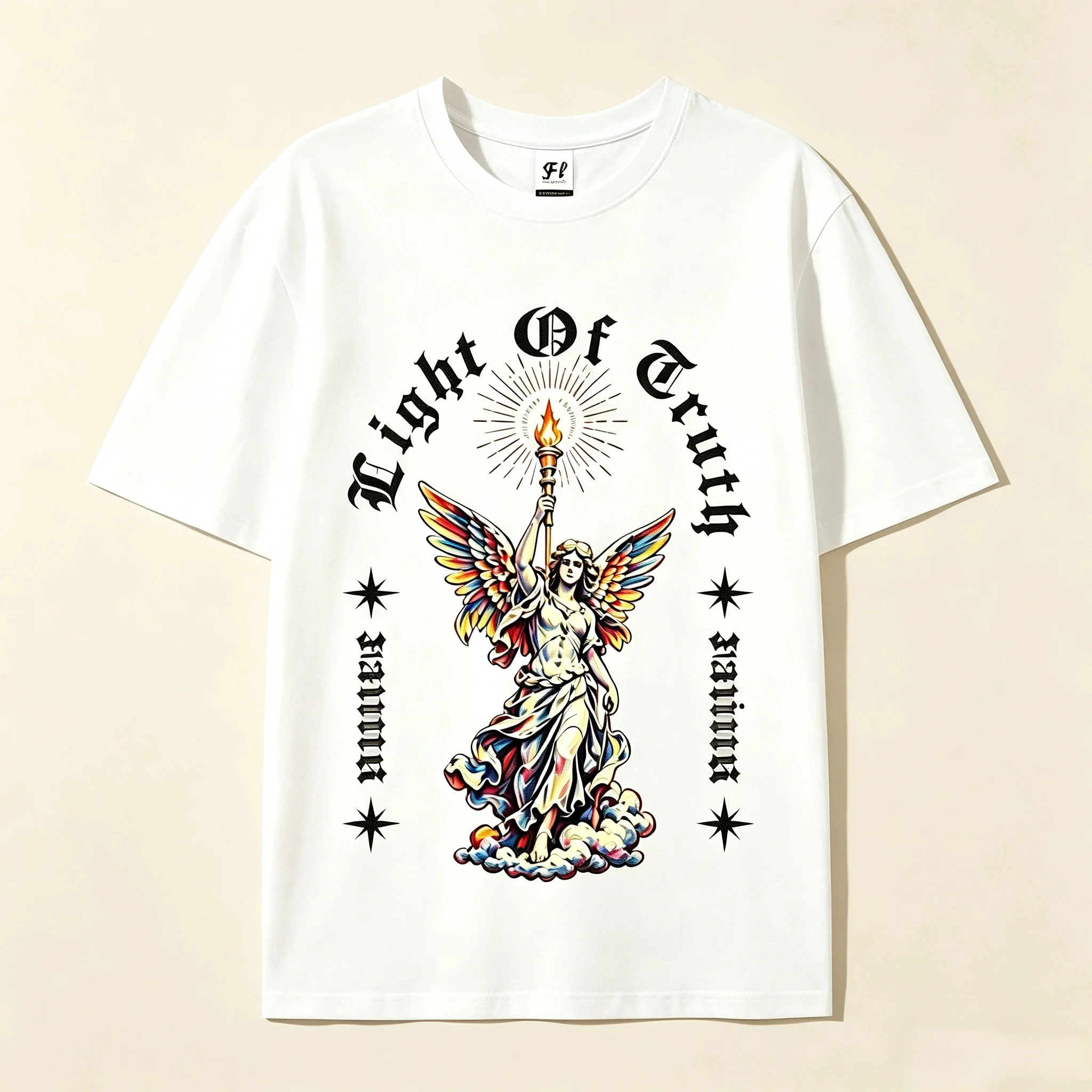 Vintage Angel Statue Graphic T‑Shirt Men Gothic Letter Print Oversized Tee Hip Hop Streetwear Unisex Summer Short Sleeve Tops