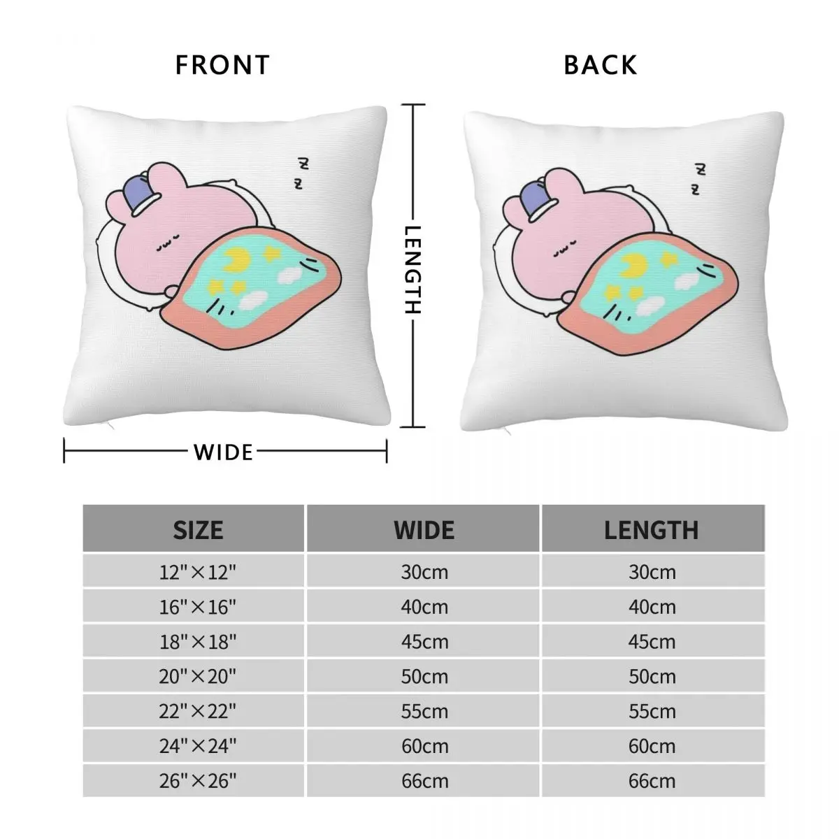 Asamimichaan Asleep Cute Asamimi Square Pillowcase Polyester Linen Velvet Pattern Zip Decor Sofa Cushion Case 18