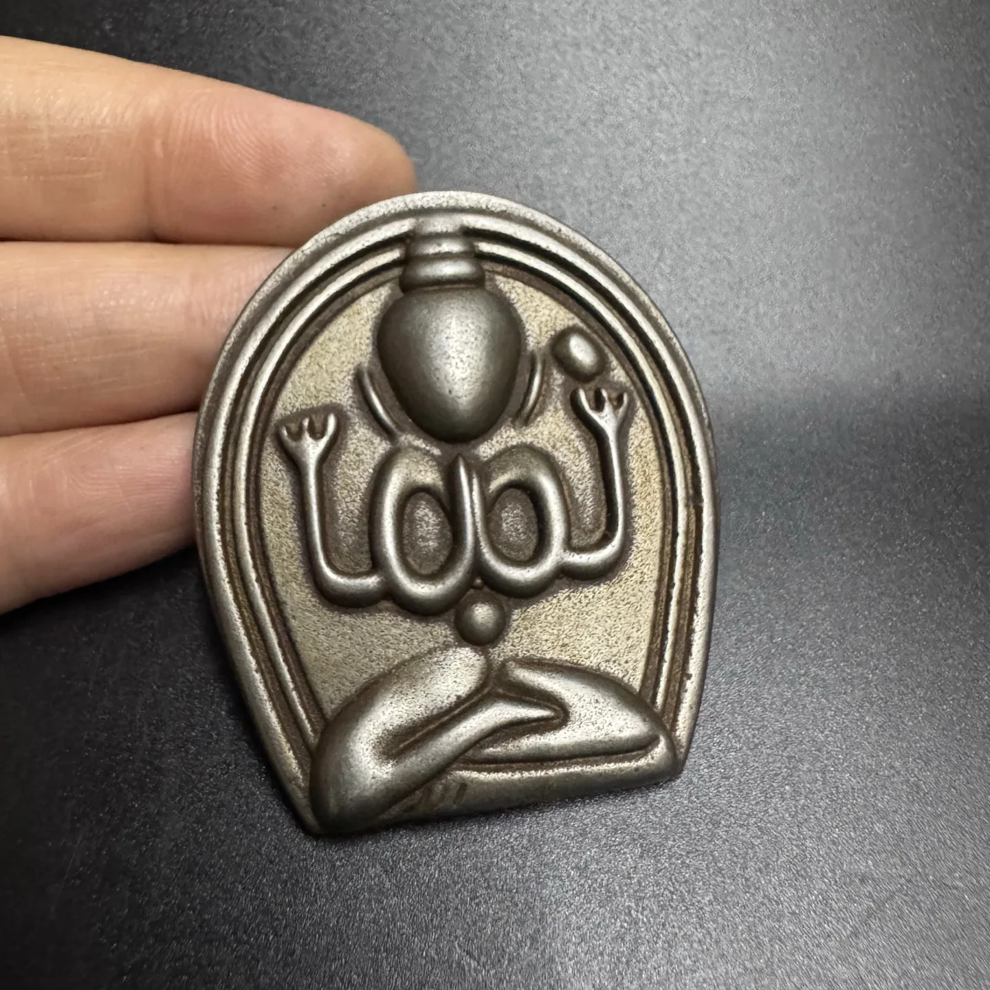 Tibet Temple Collection Old Iron Four Arm Buddha's Formless Buddha Statue Pendant Amulet