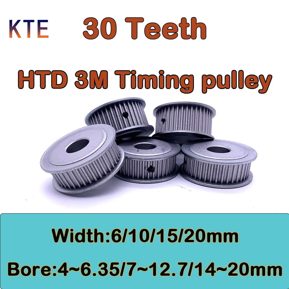 30 Teeth  HTD 3M Timing Pulley Bore 4 5 6 6.35 7 8 10 11 12 12.7 14 15 16 17 18 19 20mm 3M Timing Pulley Belt Width 6 10 15 20mm