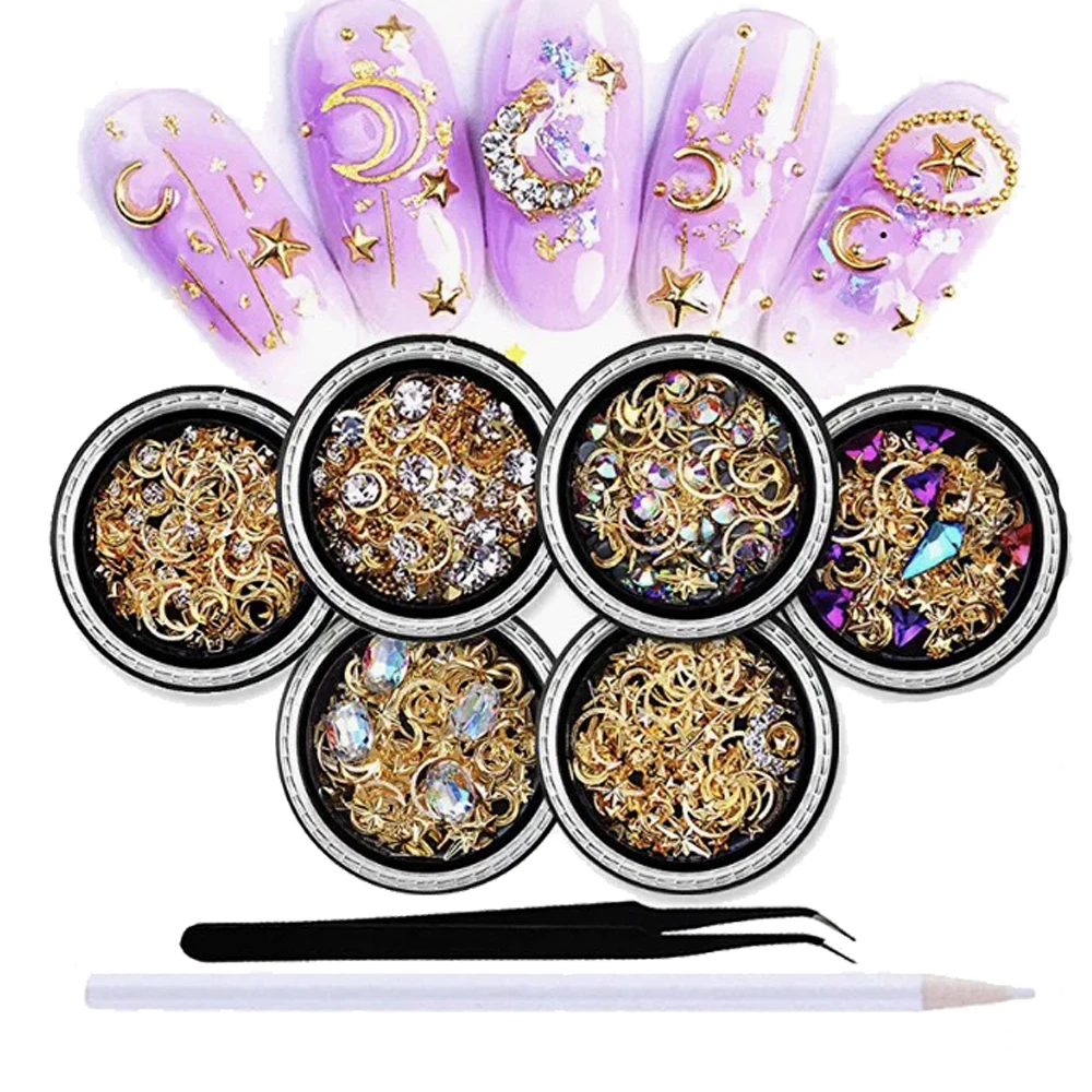 8 Piece Set Of Manicure Box Decorations Nail Art DIY Sequin Nail Diamond Decoration Accessories